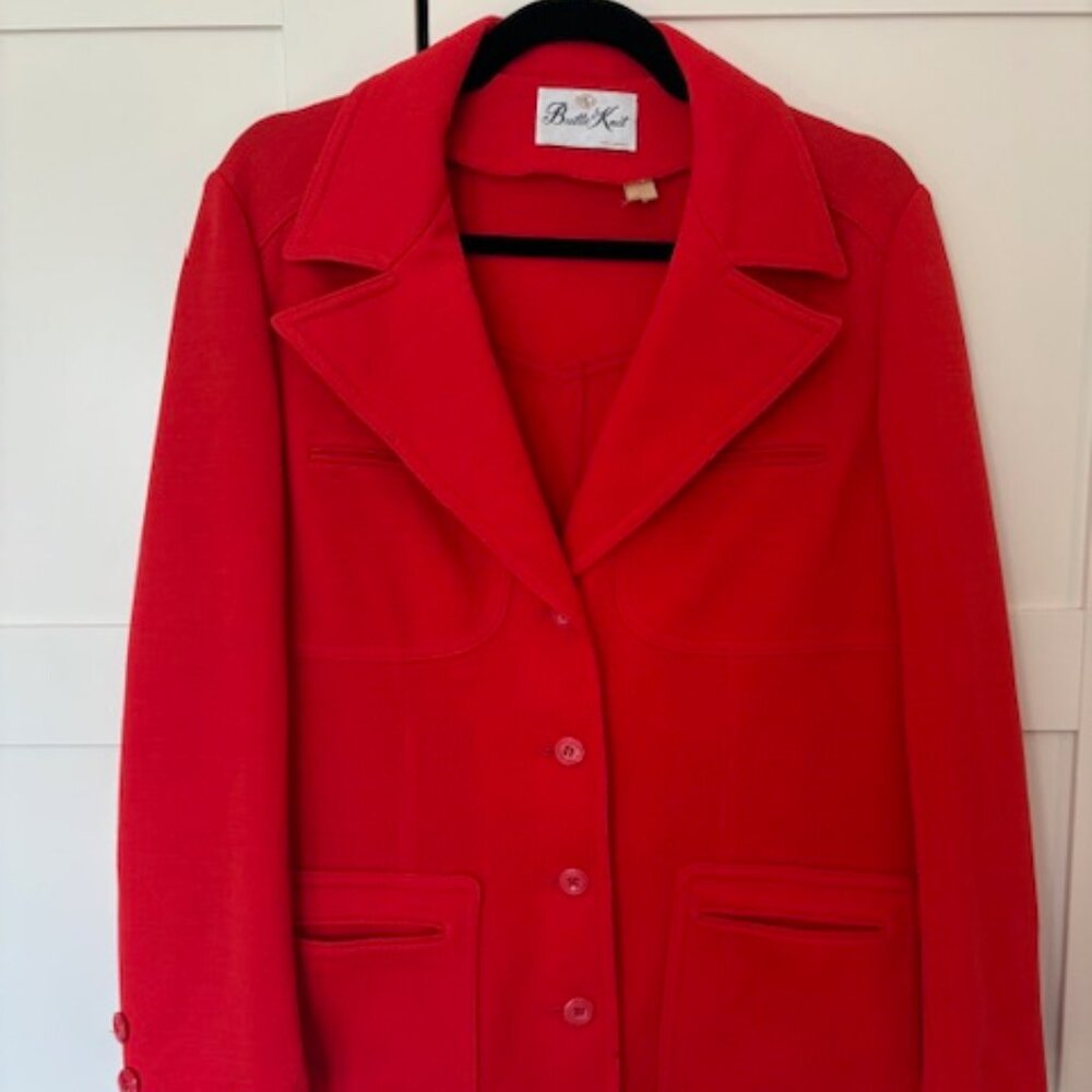 Vintage Butte Knit Red Tailored Blazer